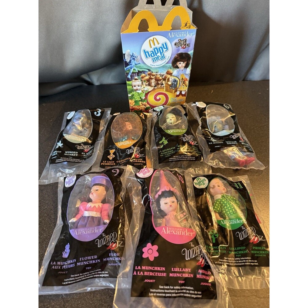 McDonald’s 2008 Madame Alexander Wizard of Oz Set Of 7 Dolls Happy Meal Toys MIP